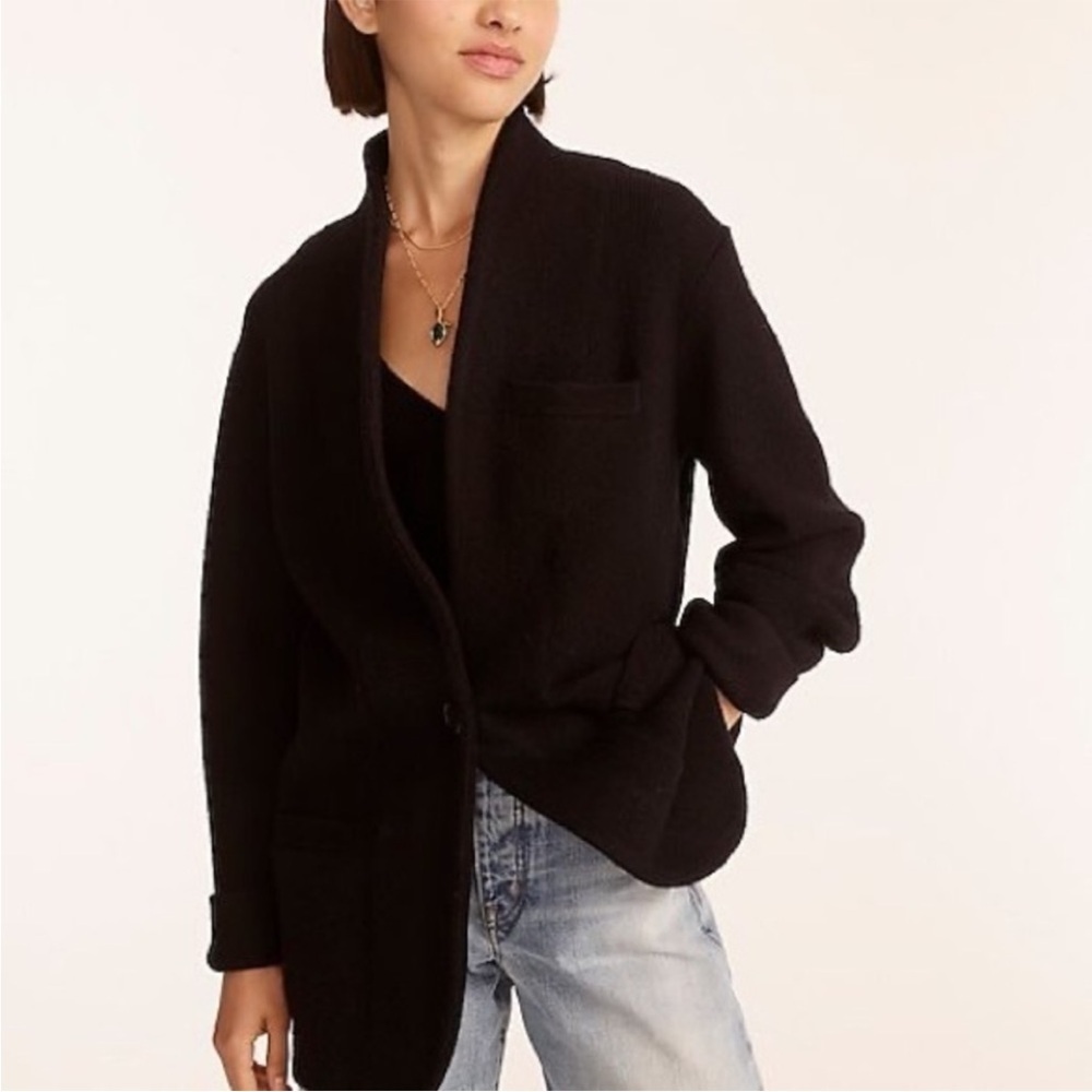 J. Crew Black Cocoon Wool & Alpaca Blend Blazer Sweater Cardigan Size Small